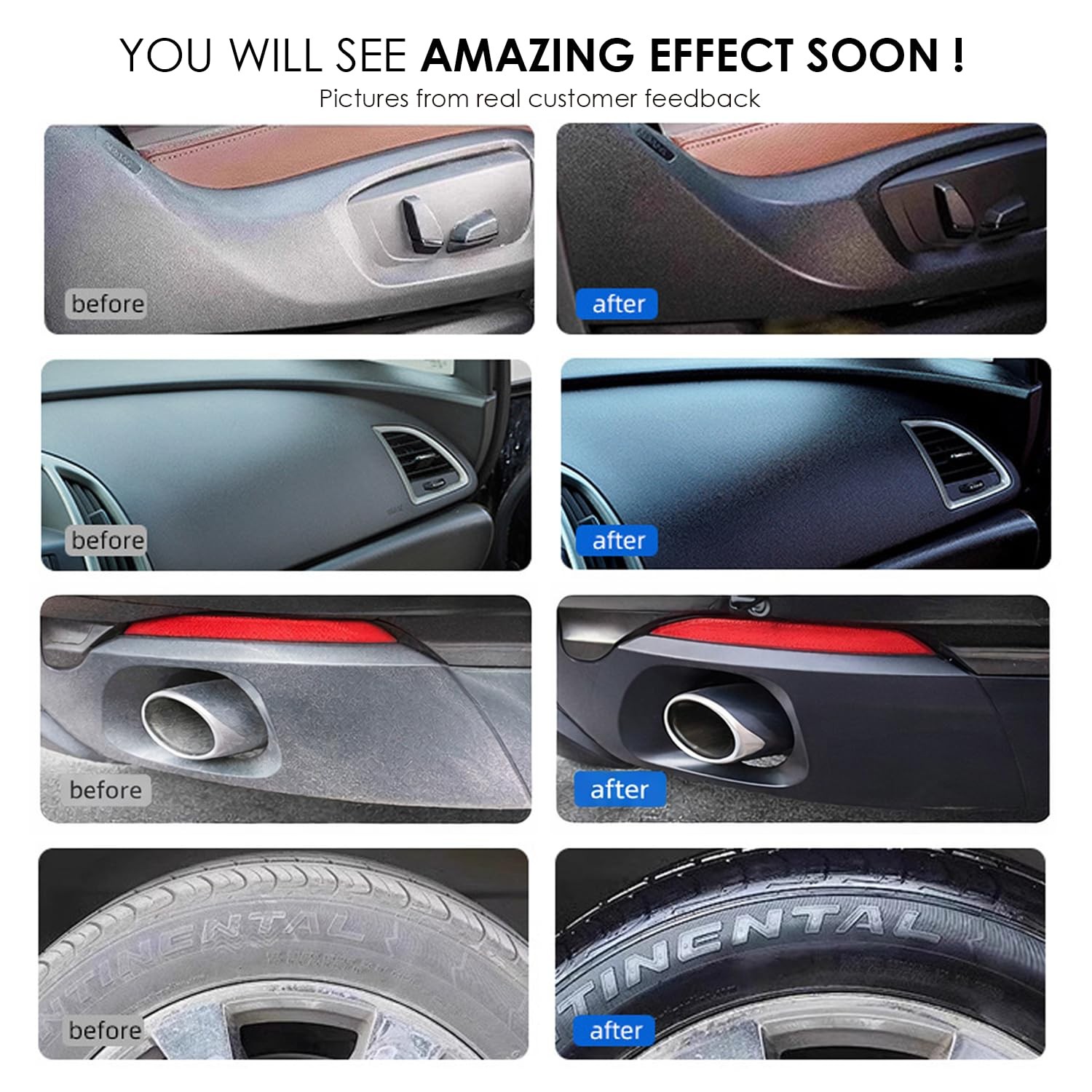 Black Trim Restorer, Plastic Restorer for Cars – Restore Faded Bumpers, Plastic,