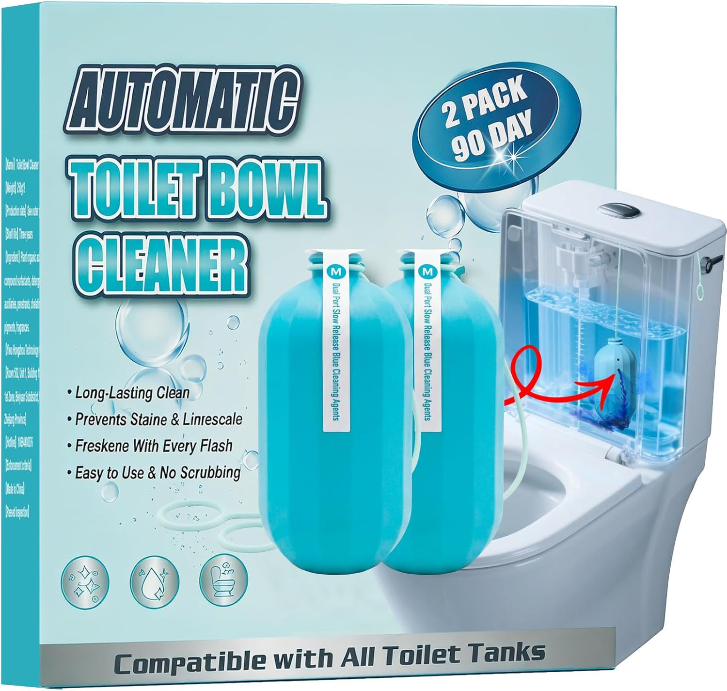 Automatic Toilet Bowl Cleaner, Long Lasting Toilet Tank Cleaner Tablets in Bottl