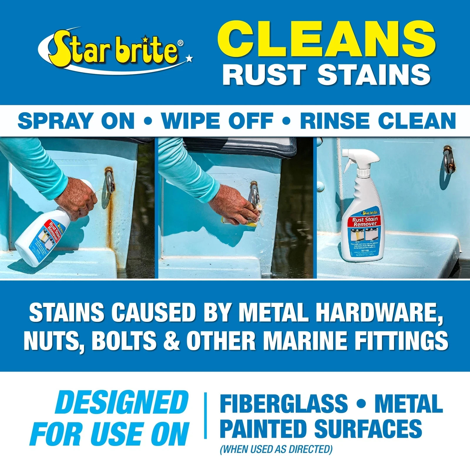 Star brite Rust Stain Remover 22 Fl Oz Powerful Easy Spray for Boats RVs 089222P