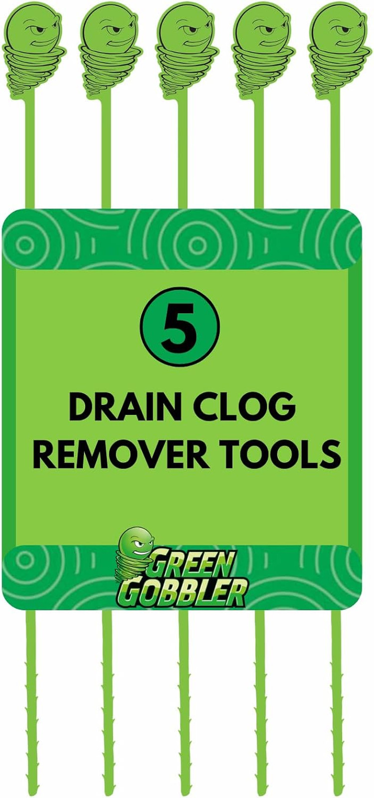 Hair Grabber Drain Snake – 5 Pack (Great for Sink & Shower Clogs)