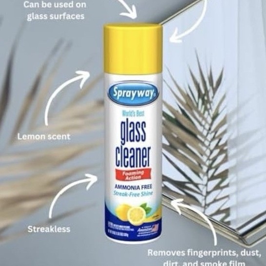 Sprayway Foaming Glass Cleaner Aerosol, Ammonia-Free Streak-Free Lemon 19 oz