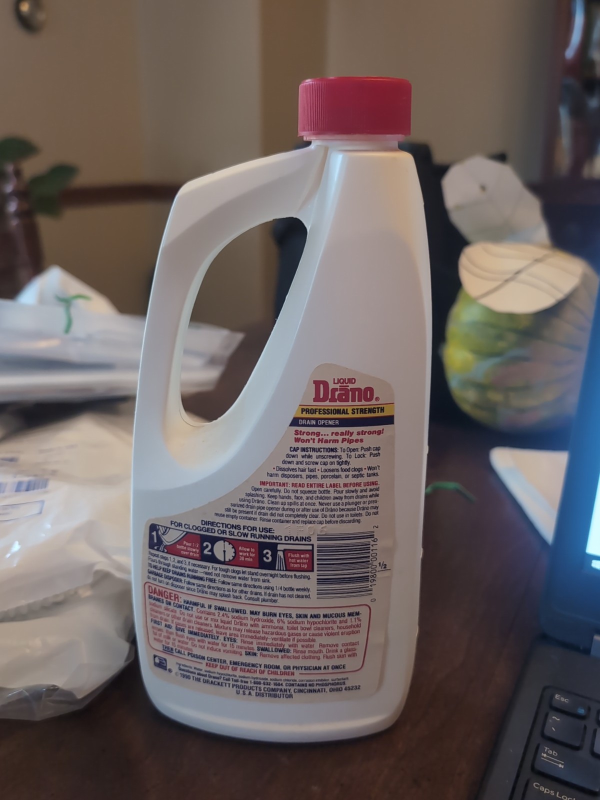 Vintage 1990 Liquid Drano, Professional Strength, 32oz, 90% full
