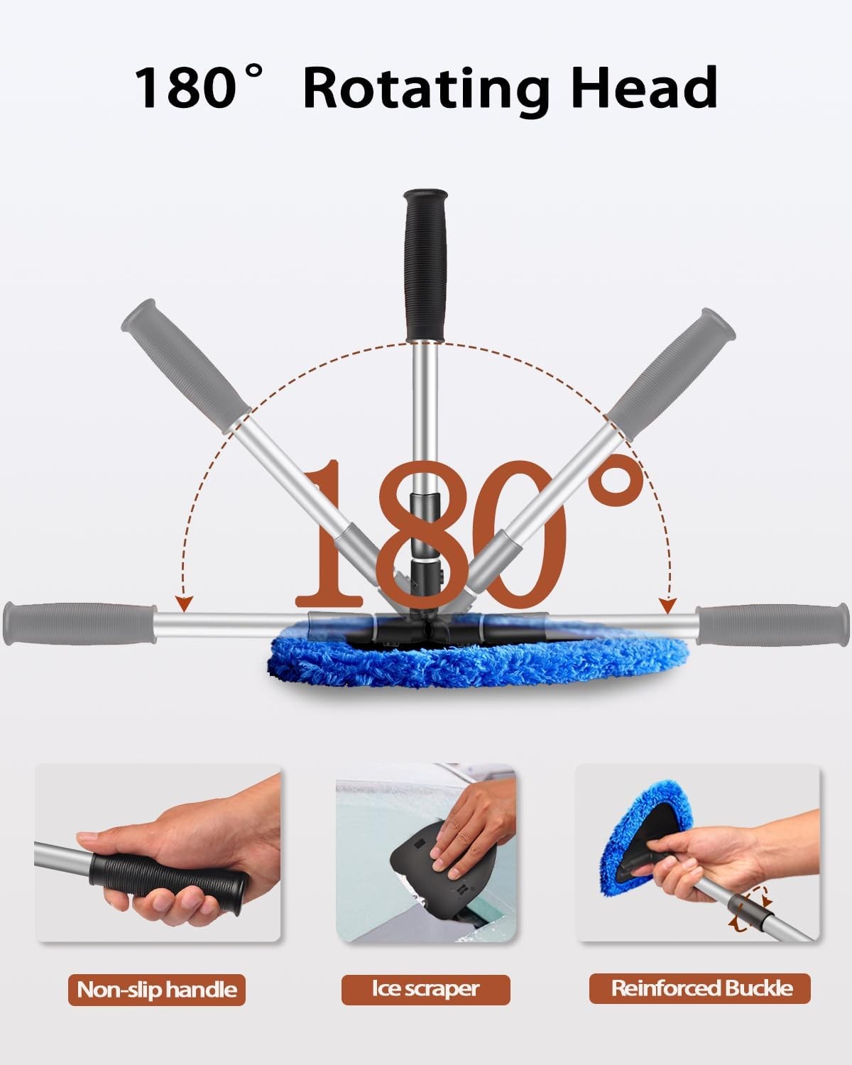 25.5″ Extra-Long Reach – Super Absorbent Coral Velvet Windshield Cleaner Tool