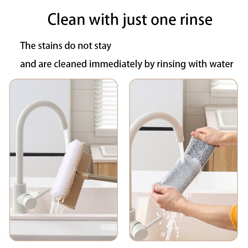 Long Handle 2 in 1 Floor Scrub Brush Shower Scrubber Cleaner Stiff Bristle