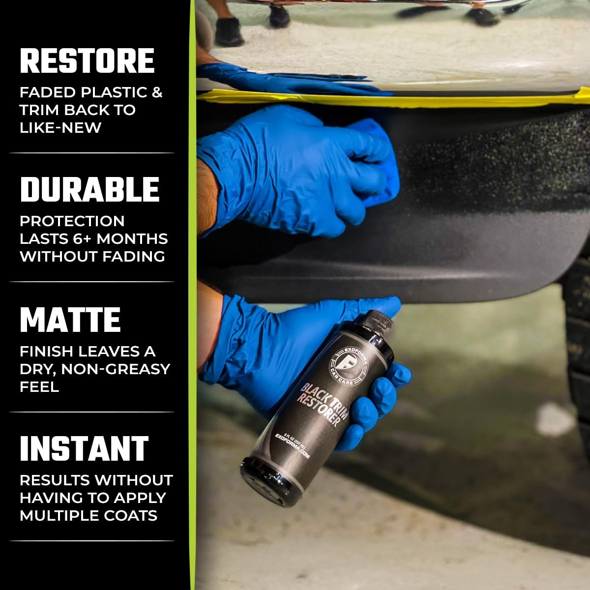 Long Lasting Black Dye Infused Waterproof Plastic Trim Restorer 4 Fl Oz Car
