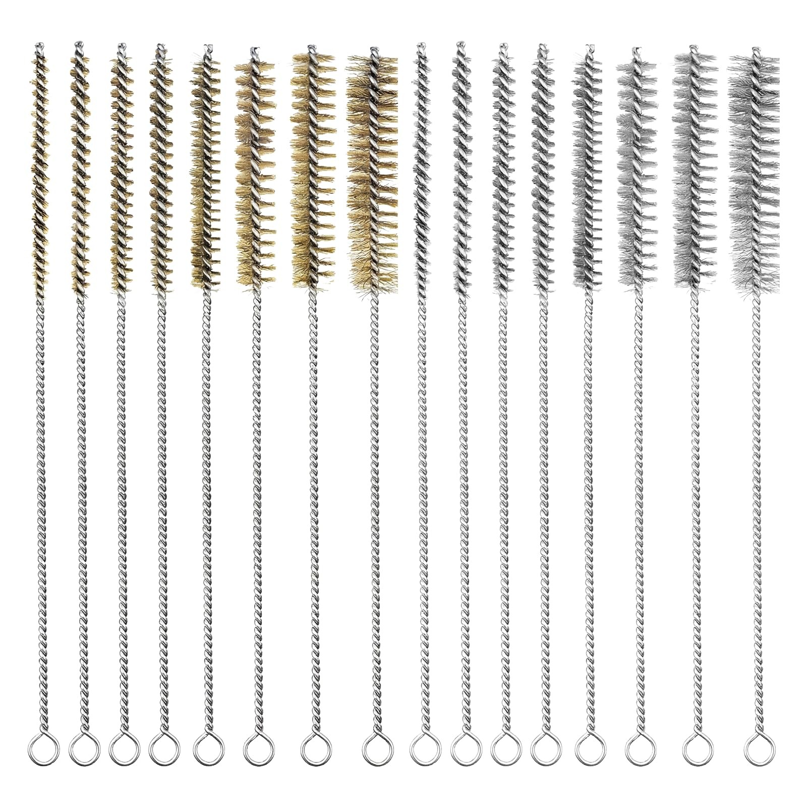 16Pcs Tube Cleaning Brush, 12″ Long Stainless Steel & Brass Wire Brush Pipe C…