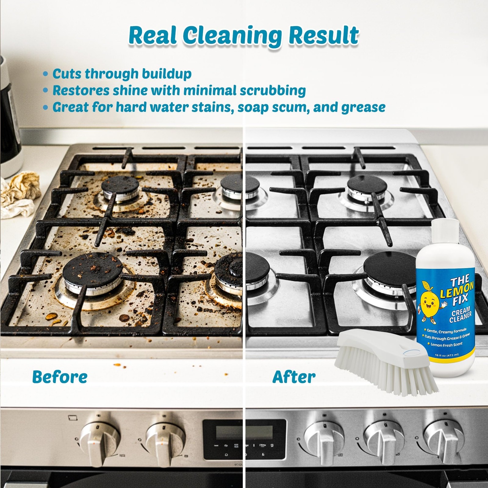 Cream Cleaner for Soap Scum, Hard Water & Grease, The Lemon Fix -Strength Mul…