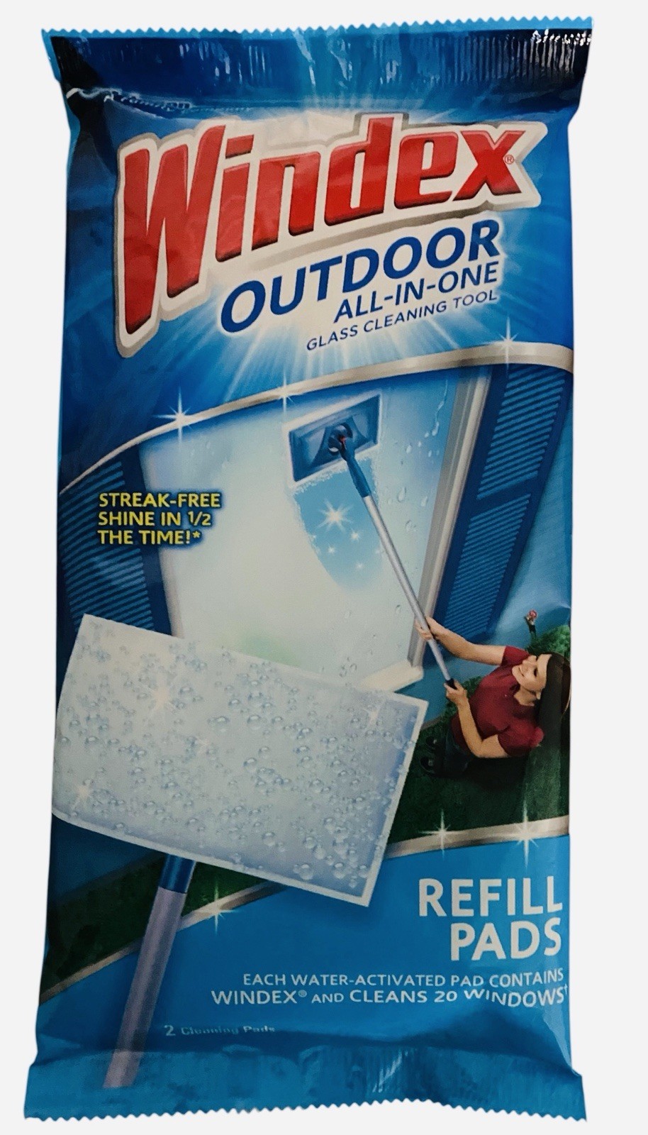 Windex Outdoor All-in-One Glass Cleaning Tool Refill Pads 3 Pads New READ