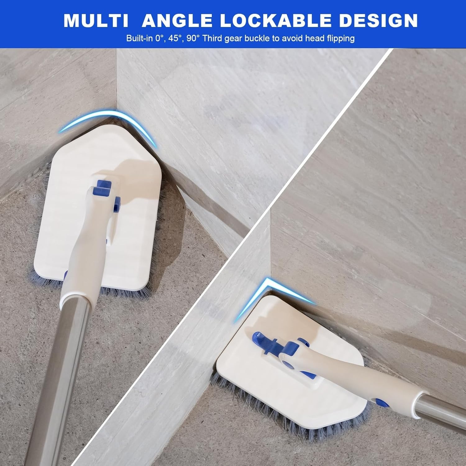 3-in-1 Tub Tile Scrubber Brush with Telescopic Pole & Pads for Bathroom, Sink