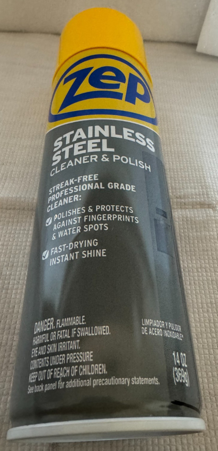 ZEP Stainless Steel Cleaner & Polish 14 Oz Protects Metal Surfaces ZUSSTL14