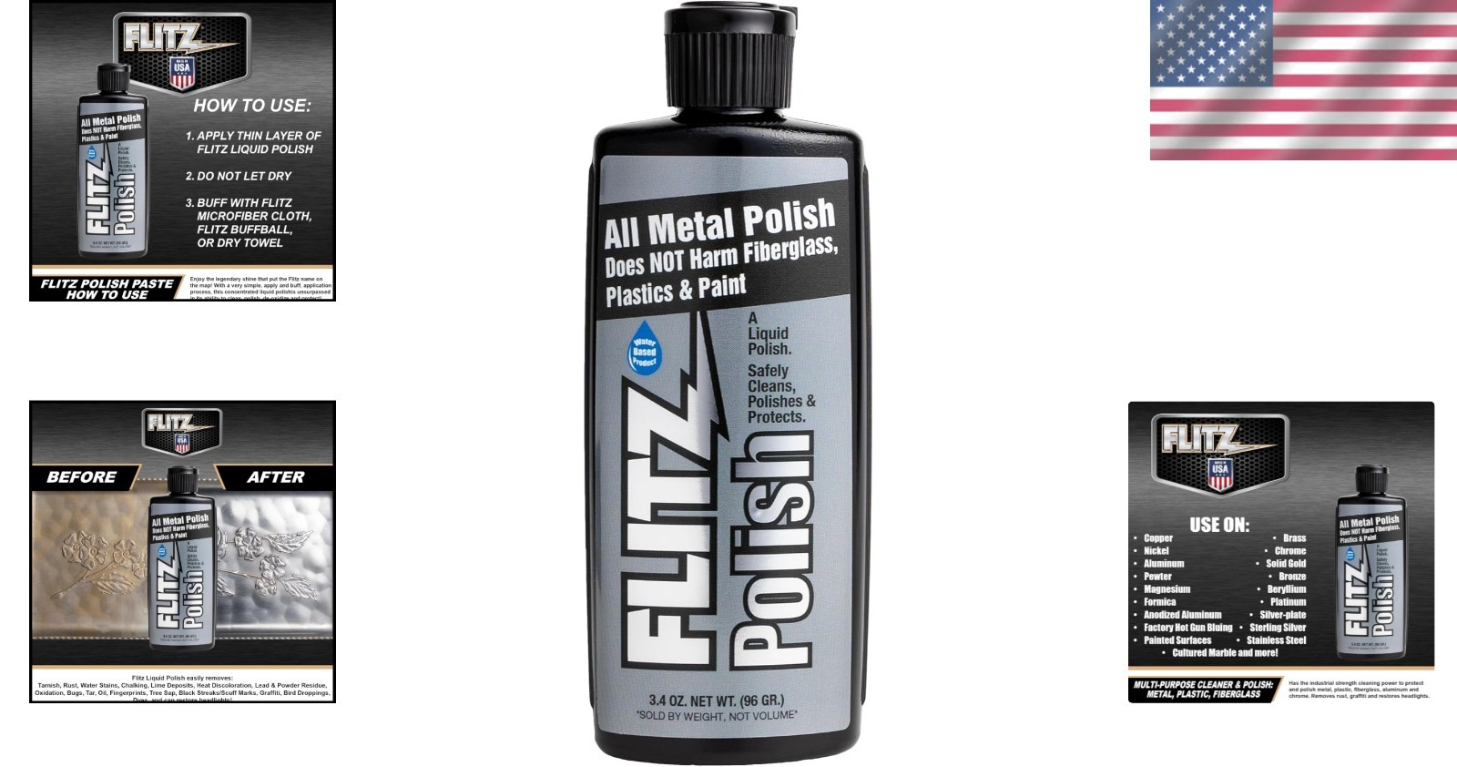 Made in the USA 3.4oz Multi-Surface Metal Polish – Safe & Effective Cleaning