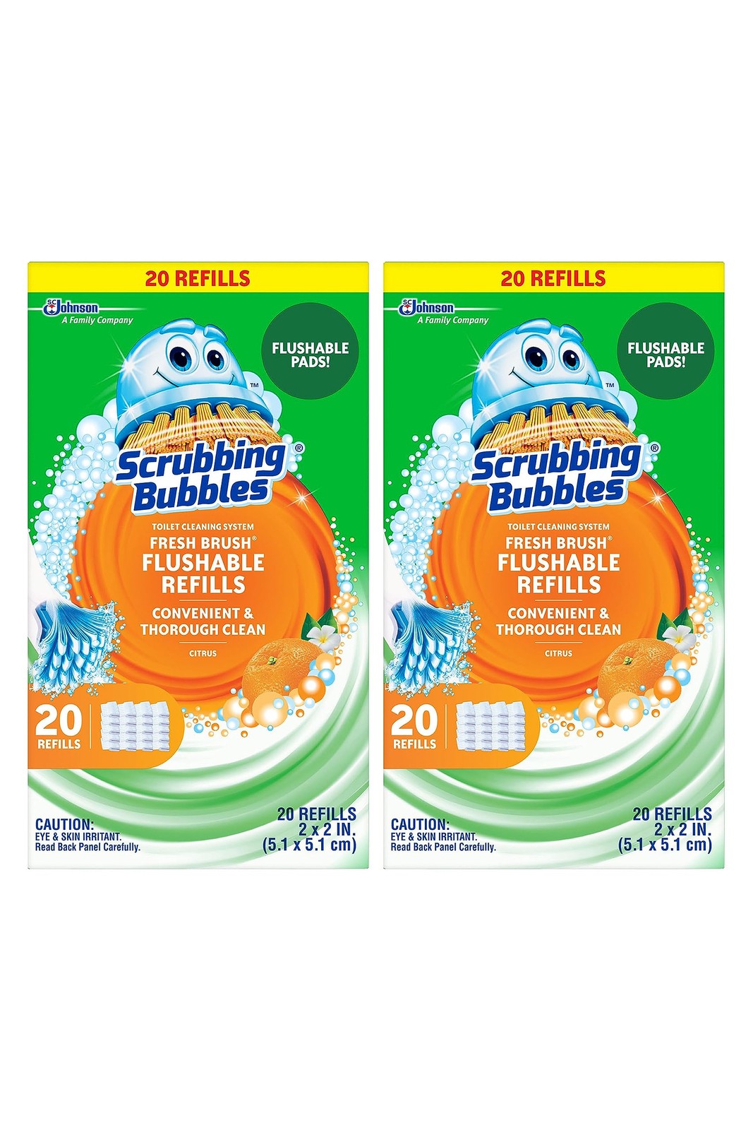 Flushable Toilet Bowl Cleaner Refill Pads, Citrus Scent, 40 Count (2 Packs)