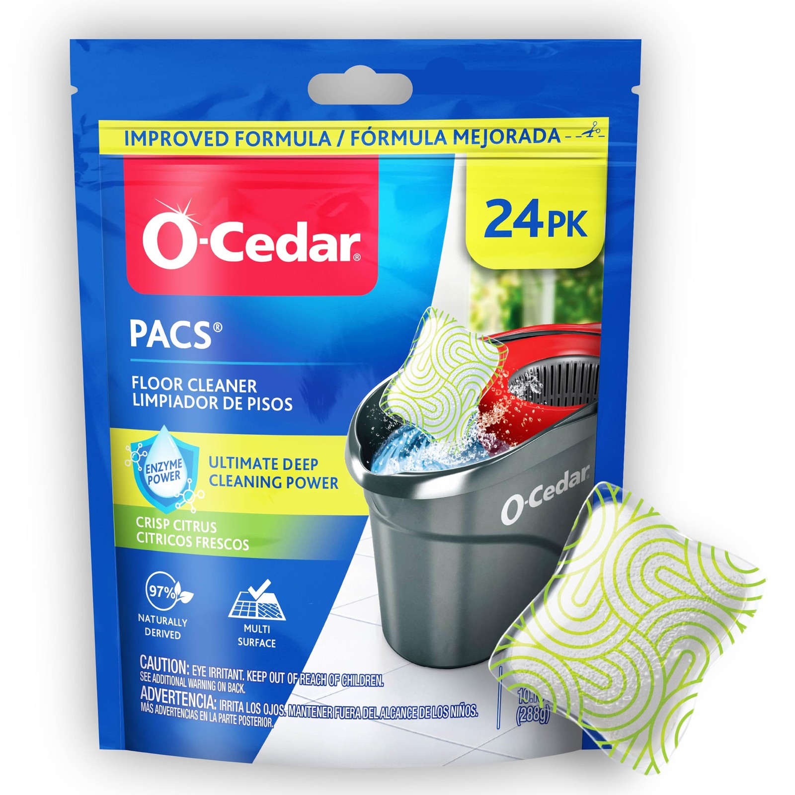 O-Cedar PACS Hard Floor Cleaner, Crisp Citrus Scent 24 Count (1-Pack) | Made …