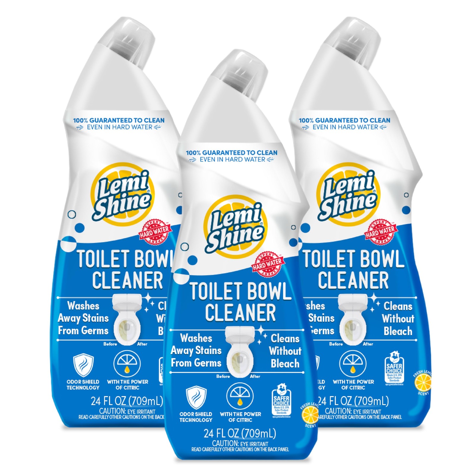 Toilet Bowl Cleaner Bleach Free Removes Stains Odor 24oz 3 Pack Liquid Set