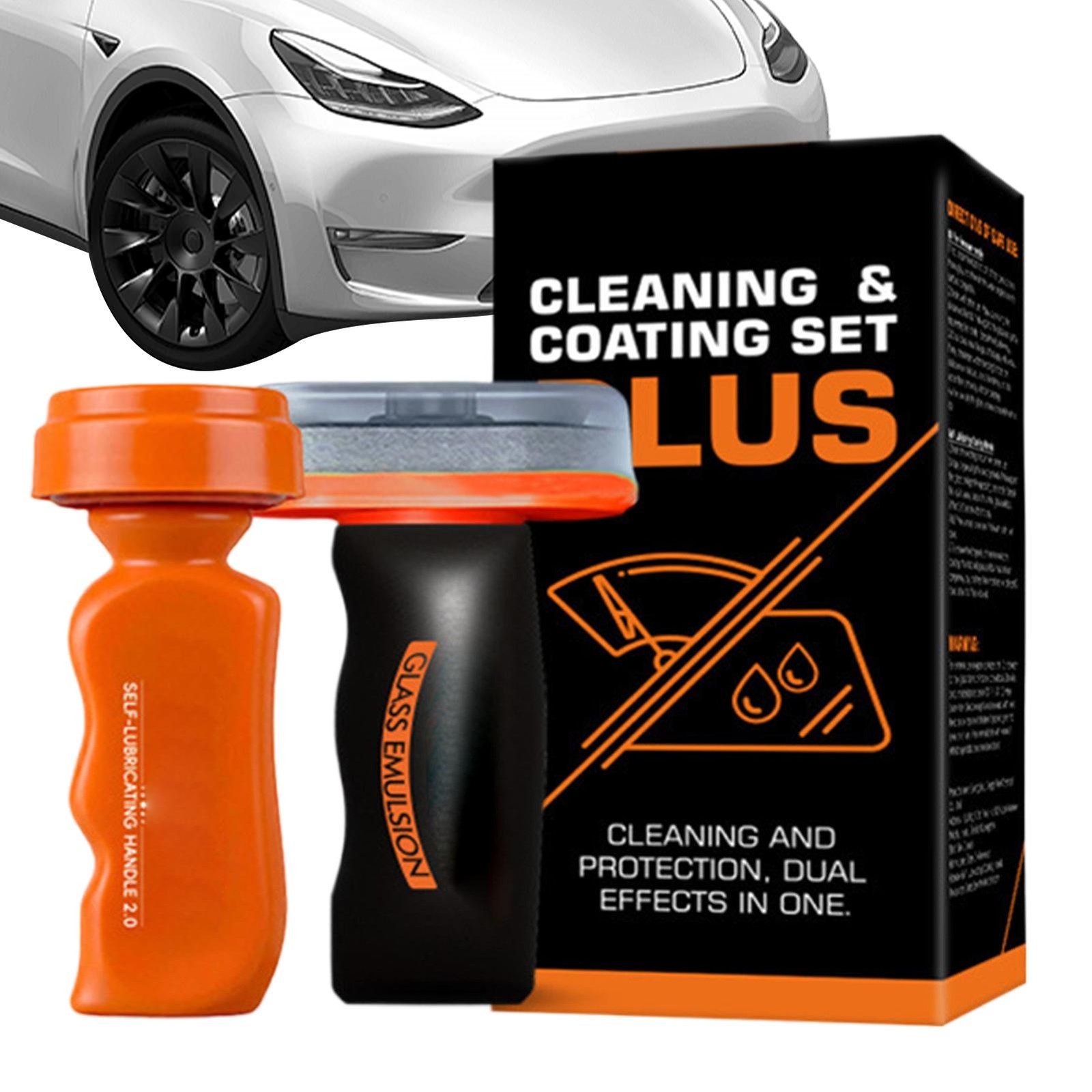 Car Glass Oil Film Remover Cleaning Emulsion 2-in-1 Anti-Glare Hydrophobic Brush