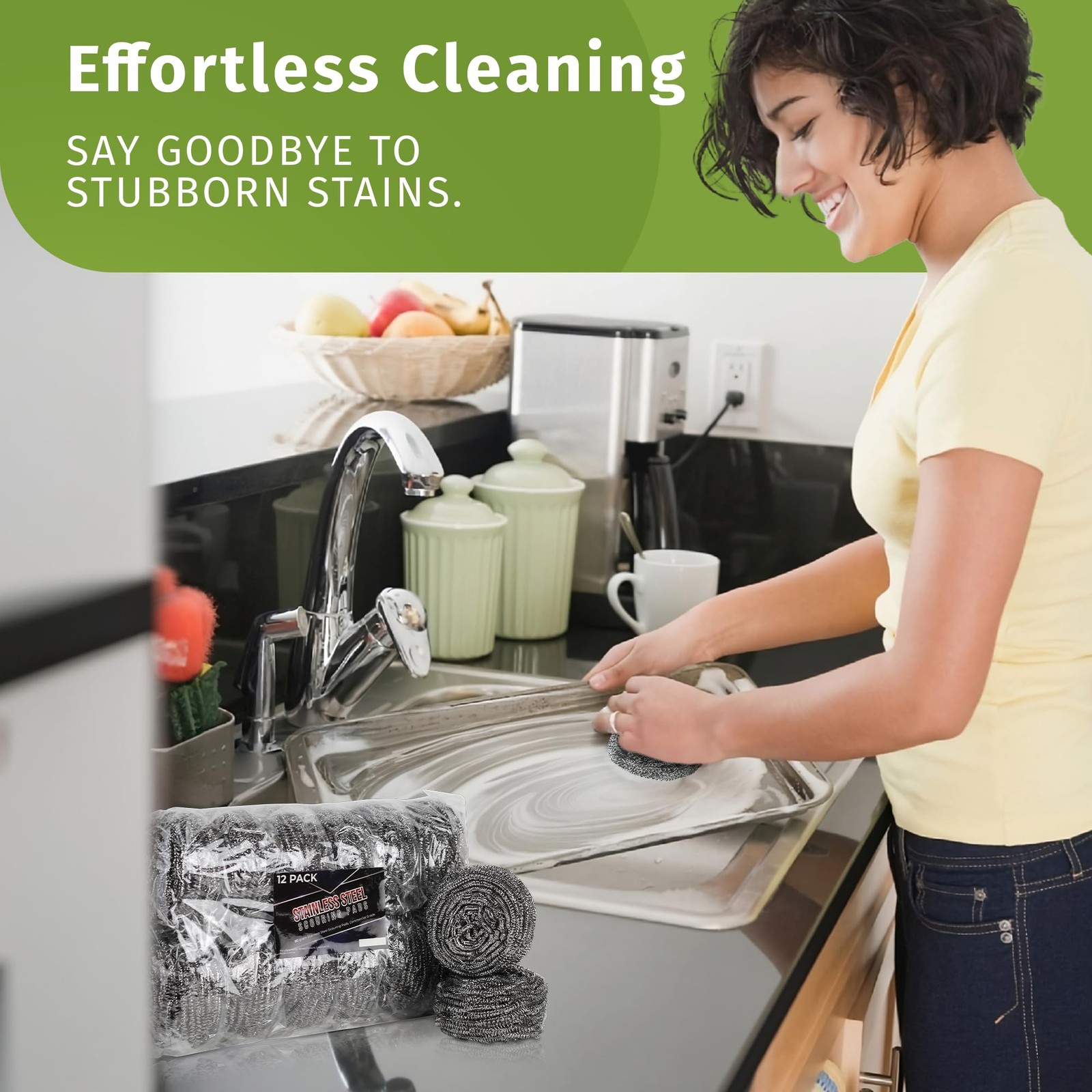 Stainless Steel Cleaner Scouring Pads [12 Pack] – Industrial & Commercial Str…
