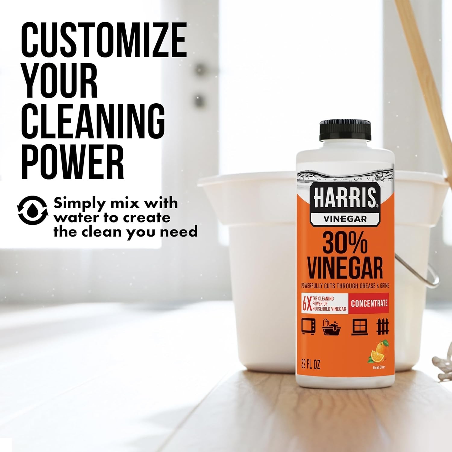 All-Purpose 30% Cleaning Vinegar – Citrus Scent, 32 Fl Oz Makes 16 Gallons
