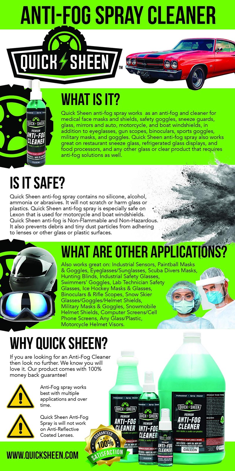 Anti-Fog Spray for Glass, Windows, Glasses, Masks, Mirrors, Goggles