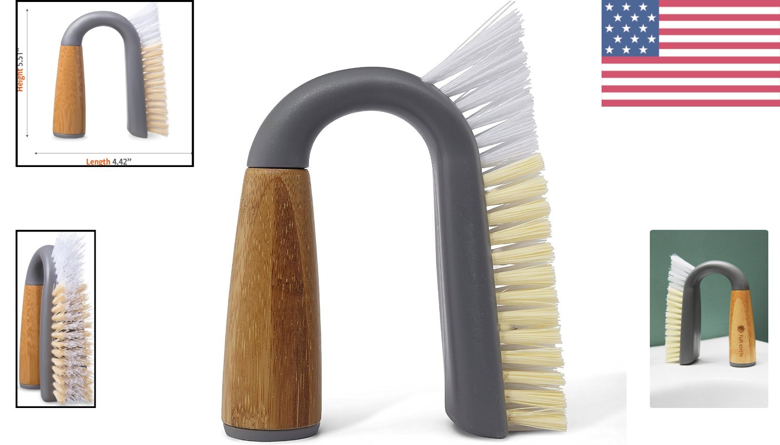 Grunge Buster Grout & Tile Brush – Recycled Materials, Tough & Durable Grey Tool