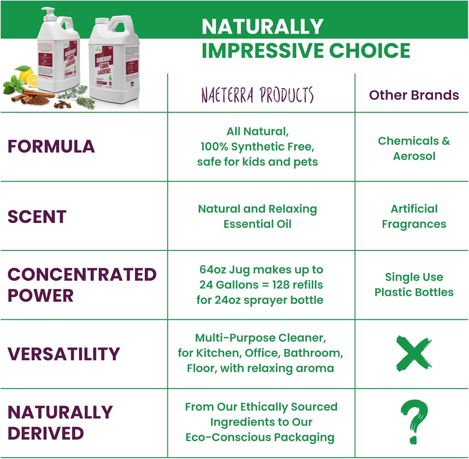 64 Oz – Natural All Purpose Multi Surface Cleaner – Plant Based Essential Oil Fo