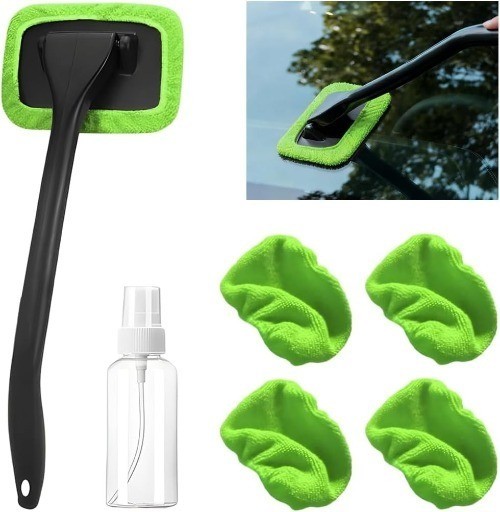 Car Windshield Cleaning Tool, Microfiber Vehicle Window Cleaner w Color: Green