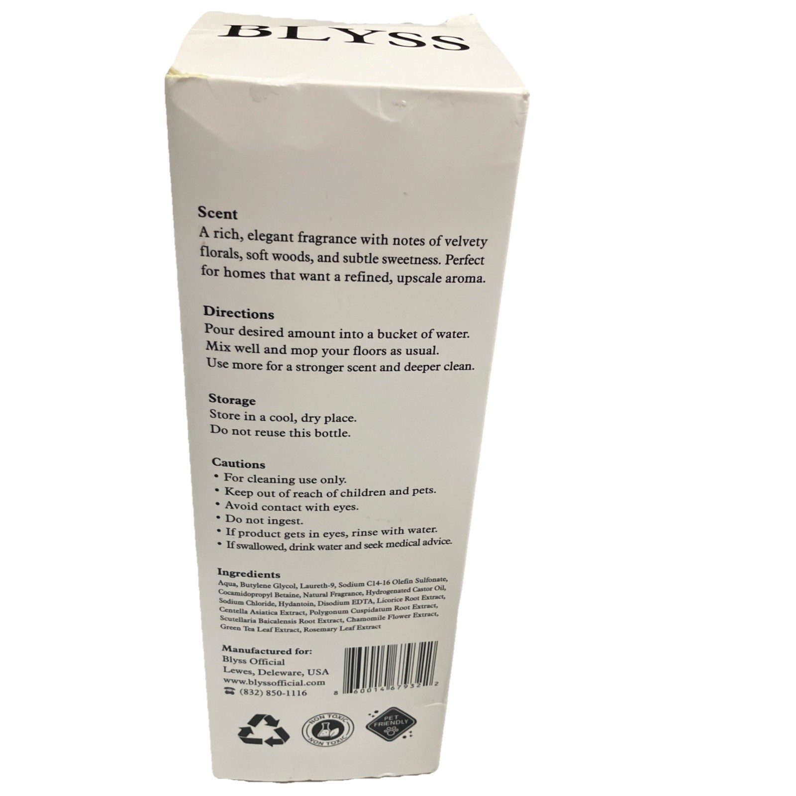 Blyss Mop Soap Cleaning Concentrate Royalty 16.9fl oz Exp 12/2028 New in Box