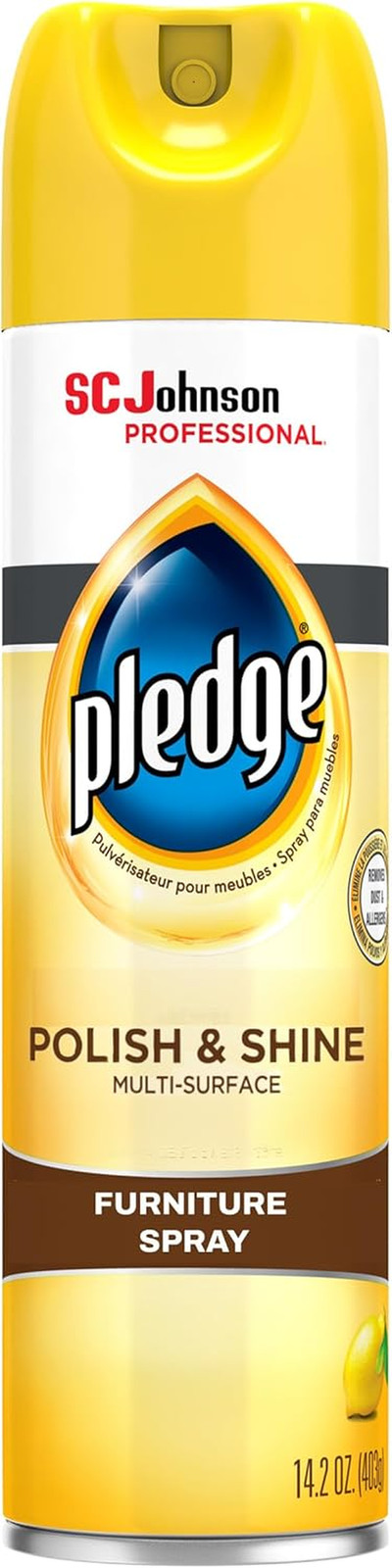 Pledge Lemon Scent Polish & Shine for Wood – 6 Pack, 14.2 Fl Oz Each