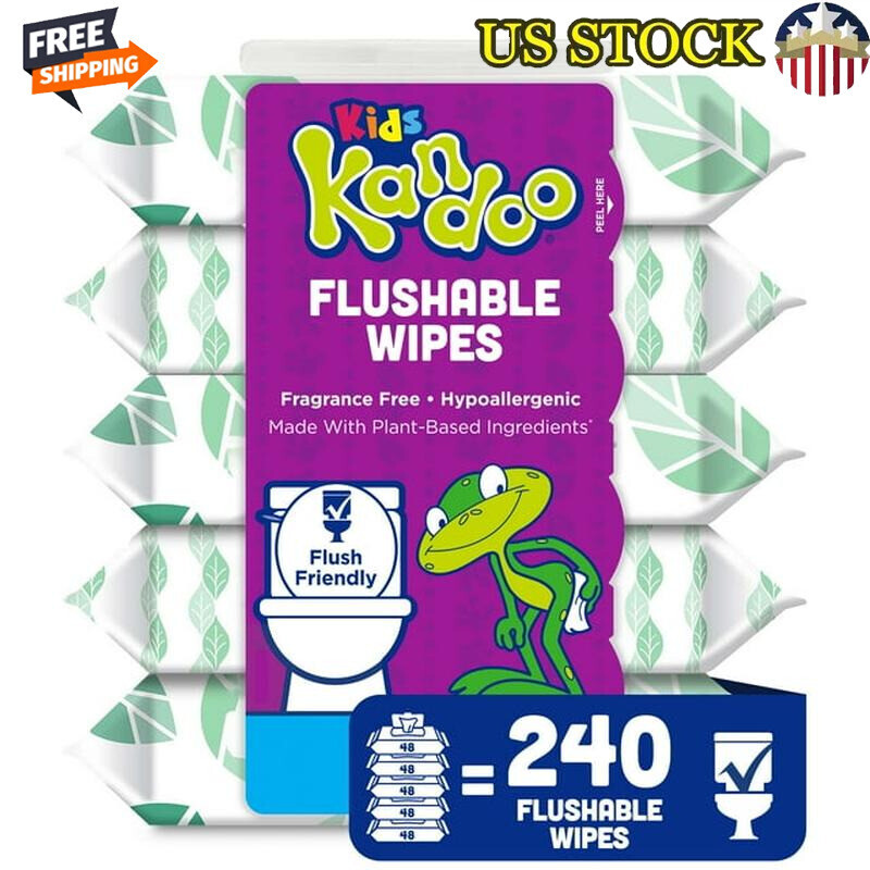 Sensitive Flushable Cleansing Wipes Potty Training Travel Aid 240 Wipes New