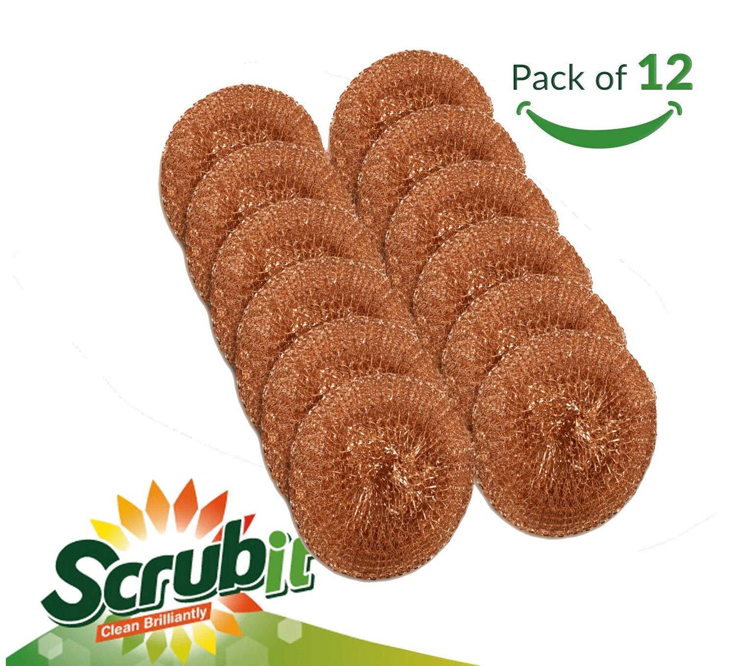 12 Pack Copper Coated Scourers By “ Scrubber Pad Used For Dishes Pots Pans And O