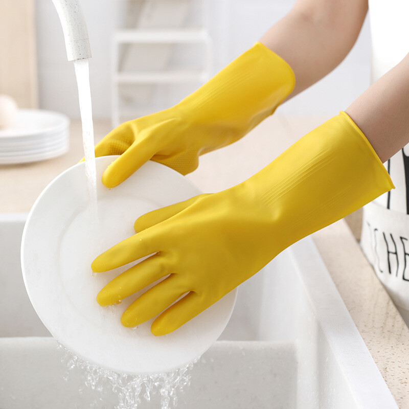 2 Pairs Rubber Gloves Large Long Sleeve Household Washing Up Kitchen Cleaning