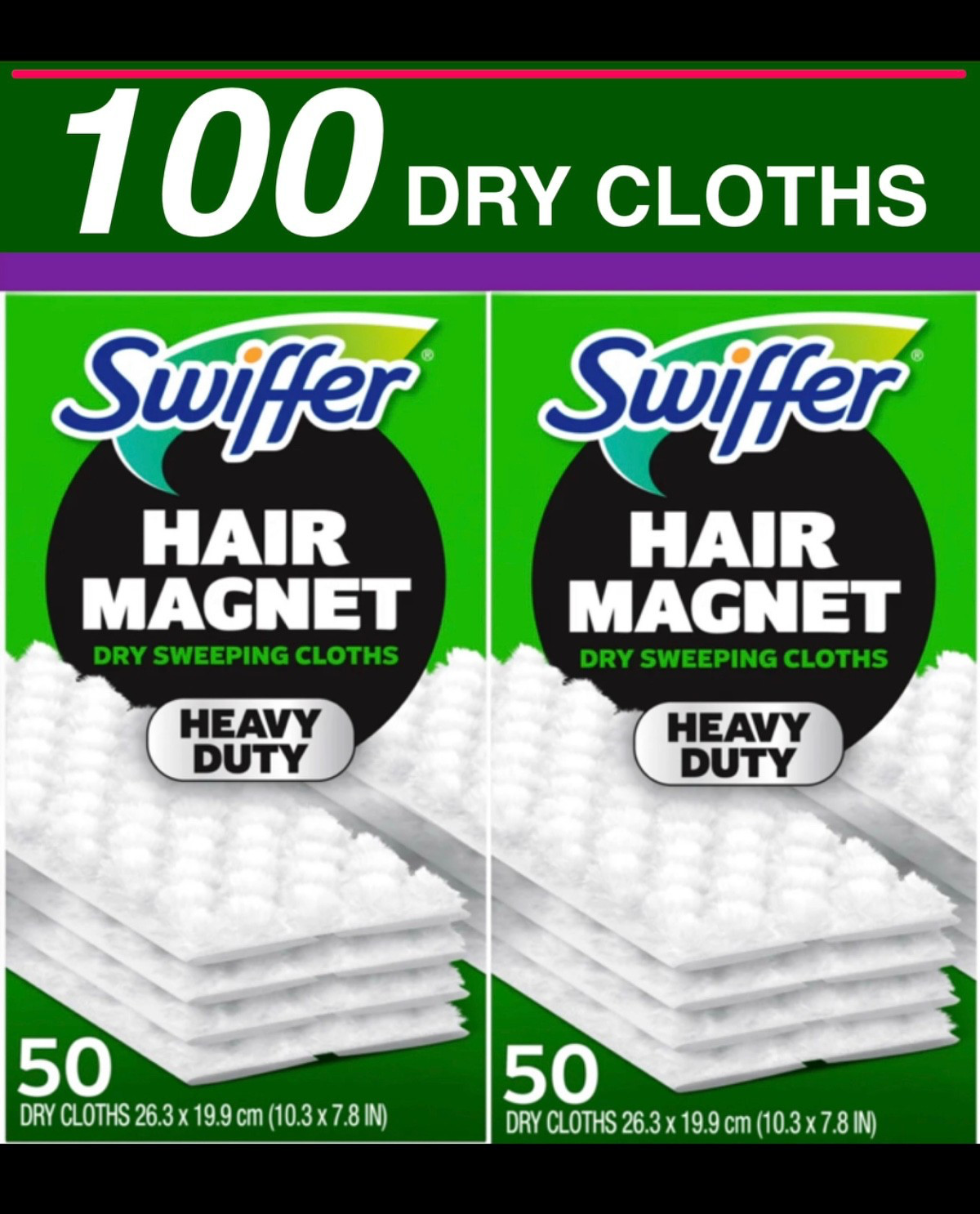 Swiffer Sweep Heavy Duty Dry Sweeping Cloths Refill -100 Count, 2 x 50 🇺🇸