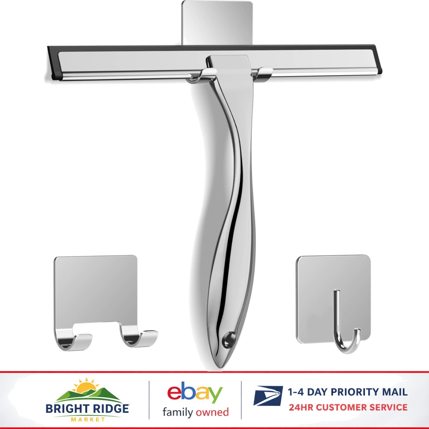 10-Inch Shower Squeegee with Silicone Blade for Streak-Free Cleaning