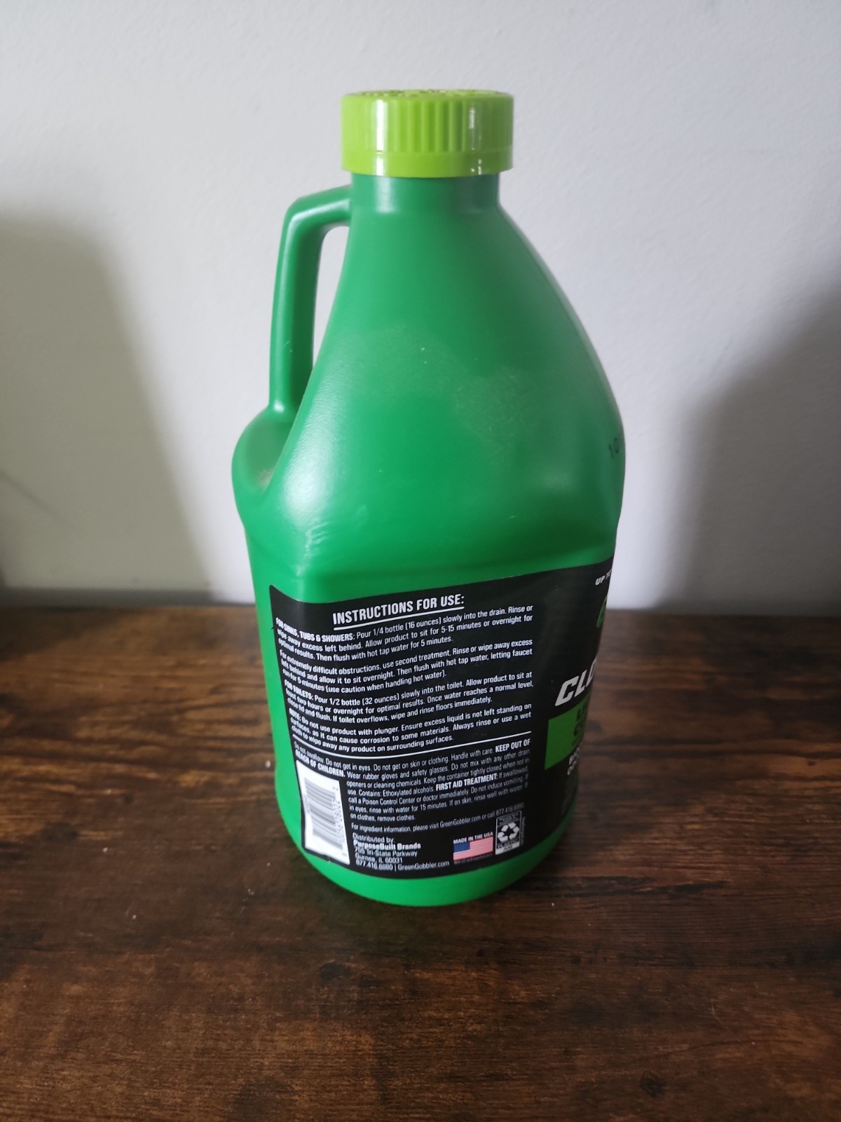 Green Gobbler Industrial Strength Gel Hair & Grease Drain Clog Remover 64oz