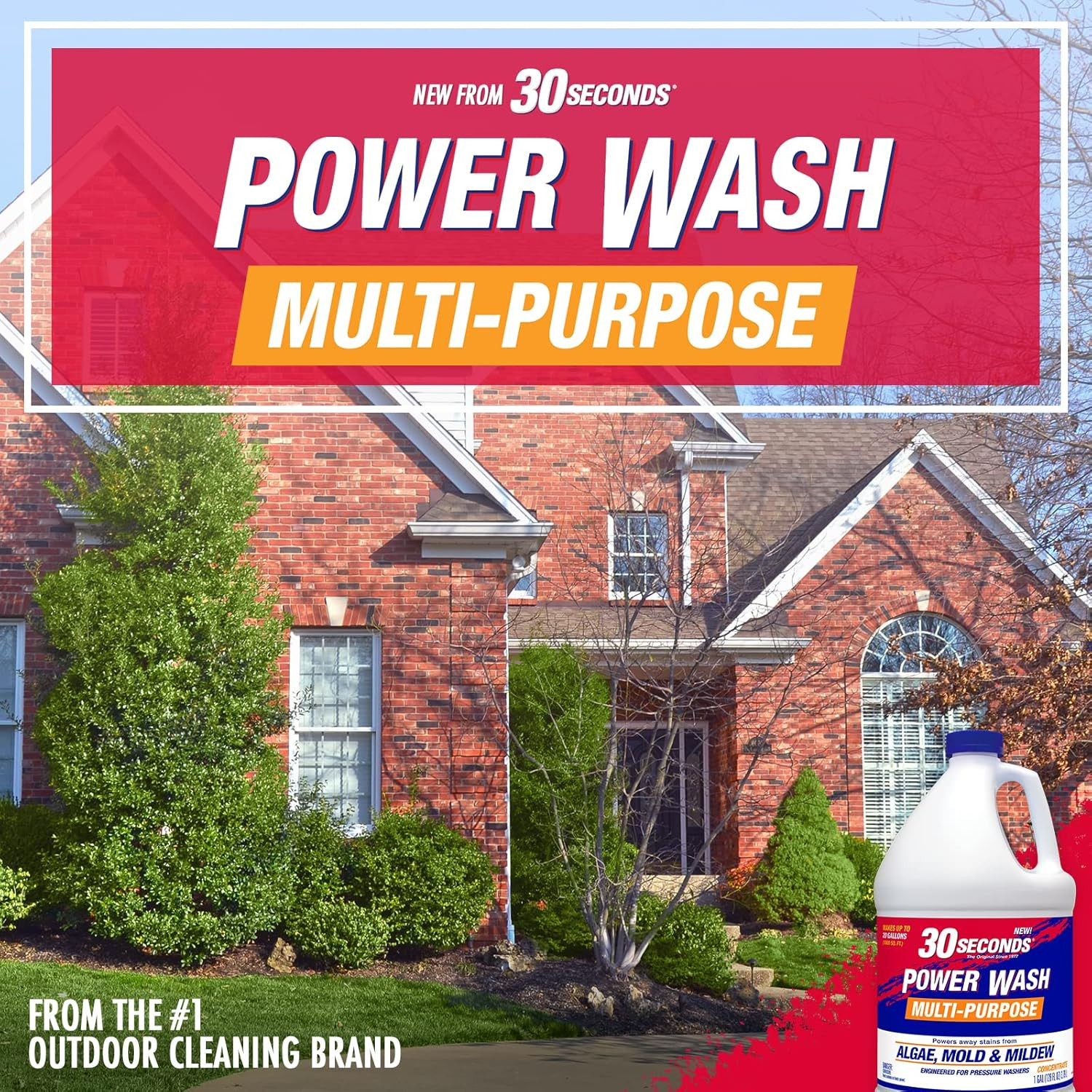 Pressure Washer Concentrated Cleaner – Power Cleans Stains from Algae, Mold & Mi