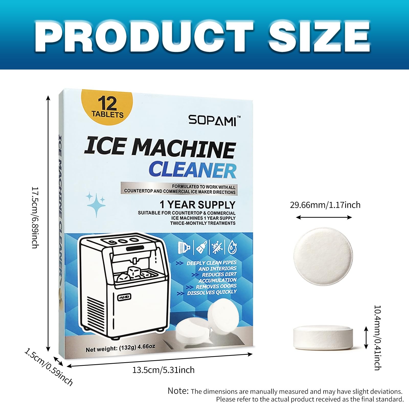 SOPAMI Ice Machine Cleaner and Descaler Tablets – 12 Pack Ice Maker Cleaner T…