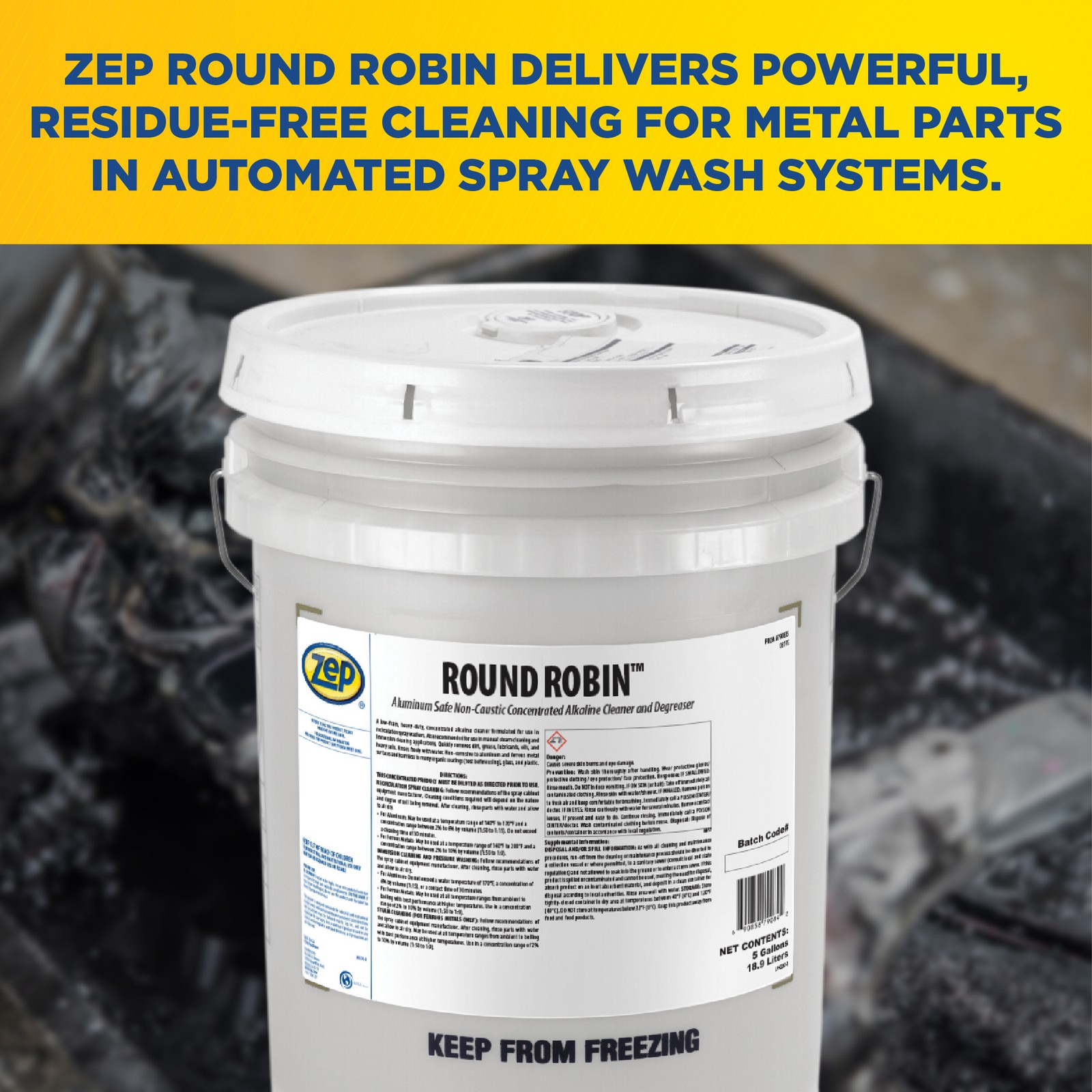 Zep Round Robin Alkaline Cleaner & Degreaser – 5 Gal (Each) – 790835 – Aluminum