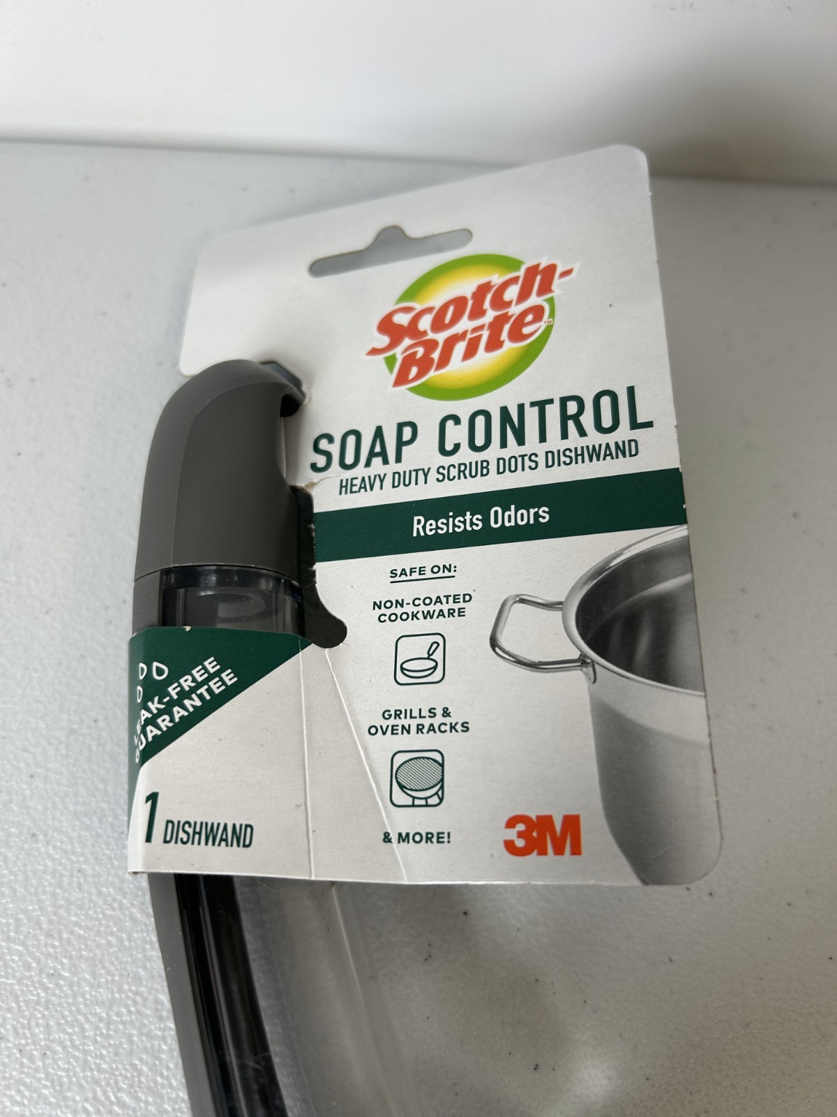 3M Scotch-Brite Soap Control Heavy Duty Scrub Dots Leak-Free Dishwand (Set Of 4)