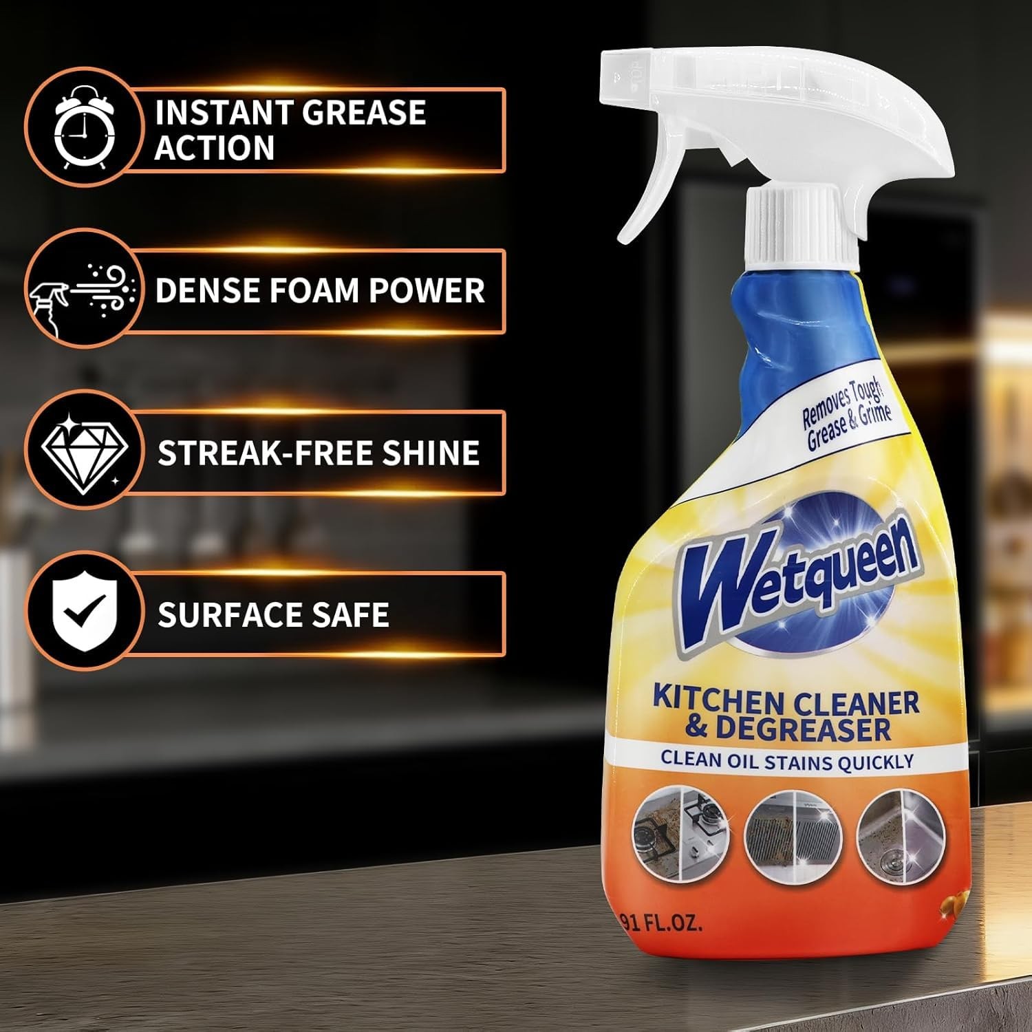 All Purpose Cleaner Spray, Heavy Duty Kitchen Degreaser Foam & Stubborn Stain…