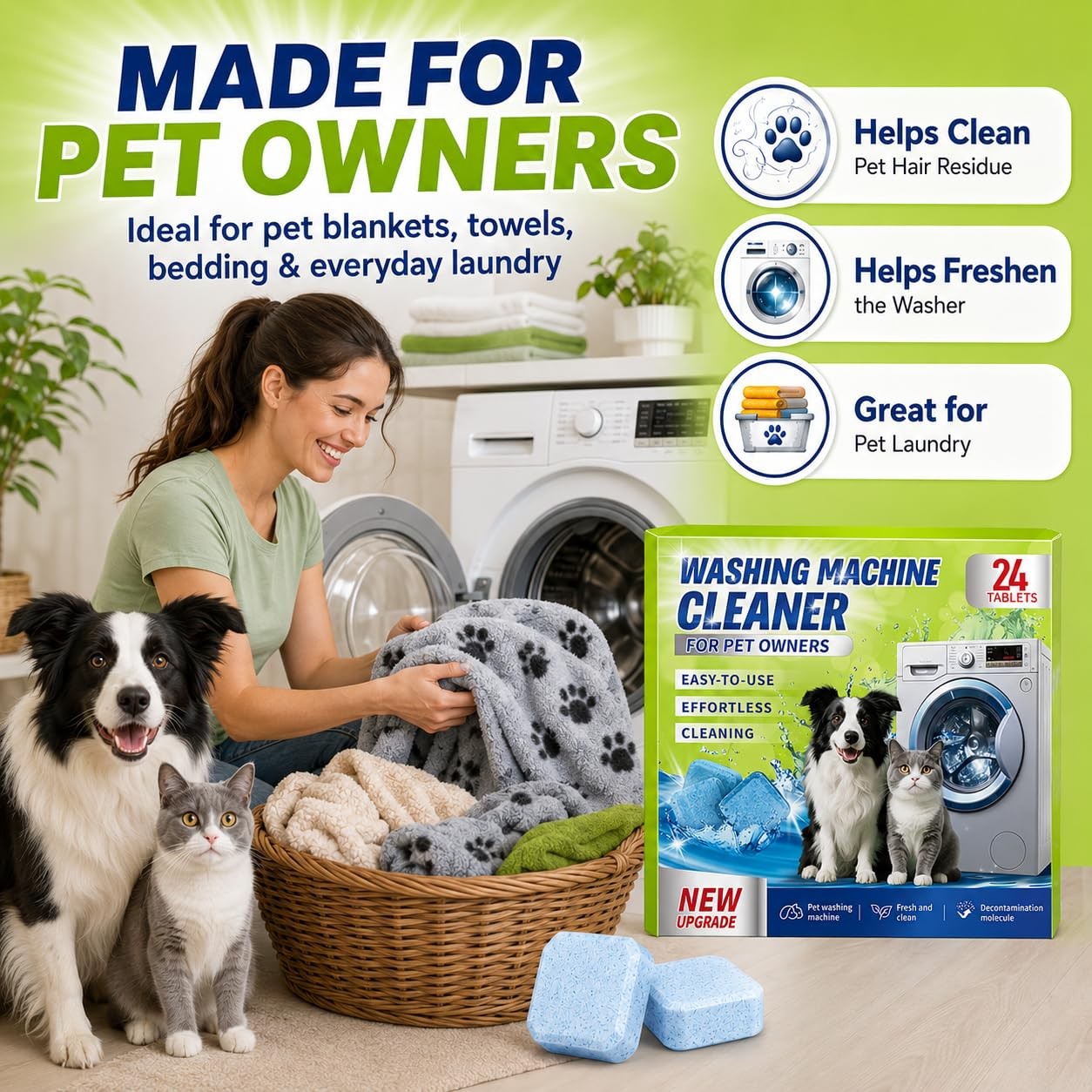 Enzyme Washing Machine Cleaner Tablets for Pet Owners, [2X Power] Washer Clea…