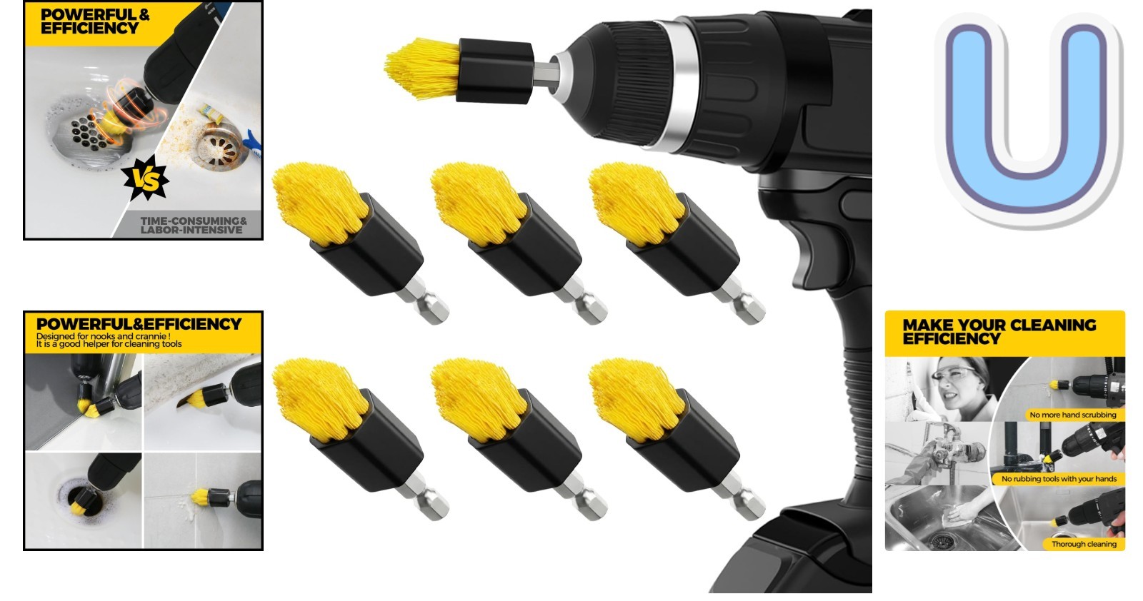 Time-Saving Multi-Purpose Drill Brush Set for Bathroom and Kitchen Scrubbing