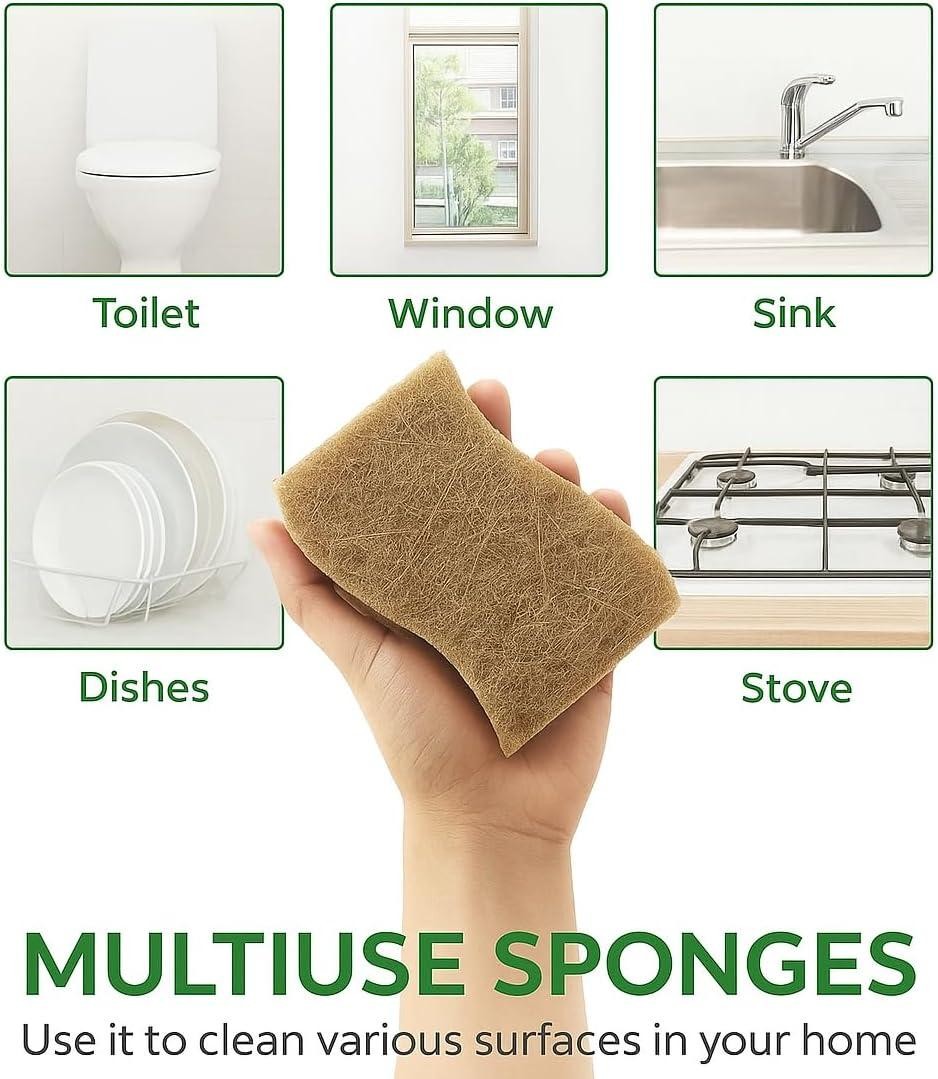 Eco Friendly Biodegradable Kitchen Sponges 12 Pack – Natural Compostable