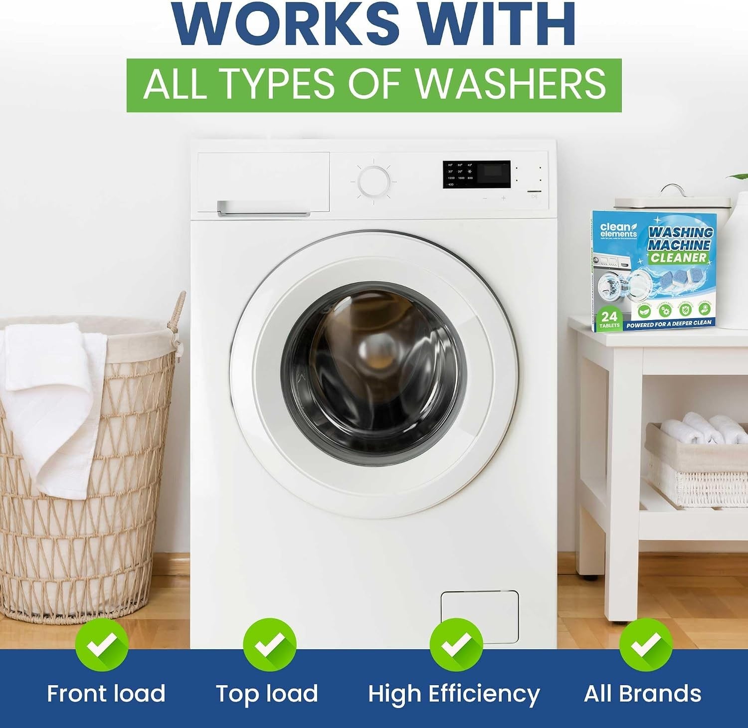Washing Machine Cleaner Tablets – 24 Pack for a 12 Supply. Formulated for