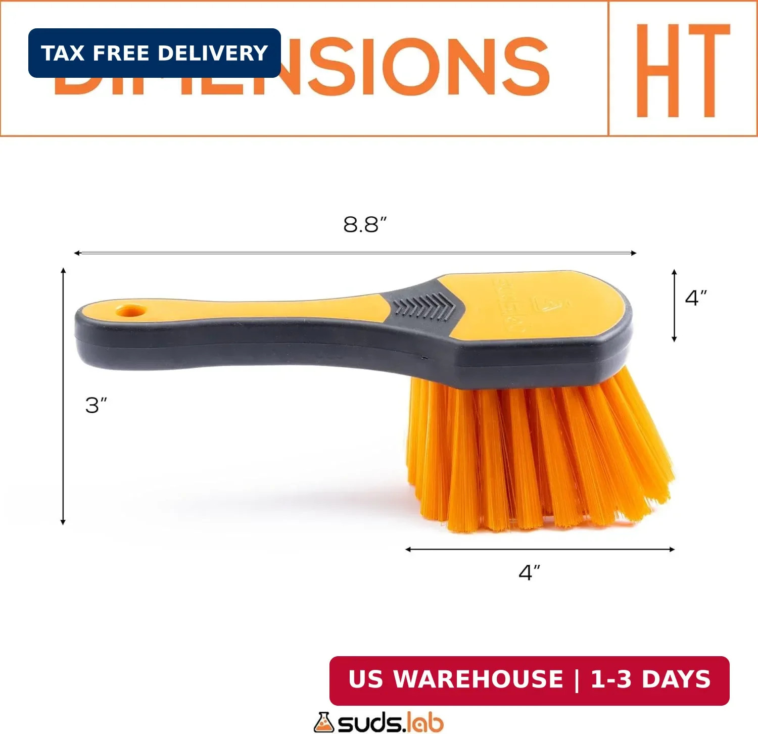 Heavy Duty Tire Brush Rubberized Handle Soft Bristle Car Detailing Wheel Brush