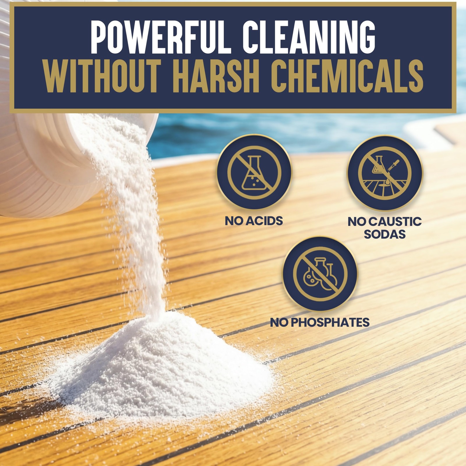 Teakdecking Systems Teak Cleaner Powder, 8lb – ECO-100 – Concentrated, High Perf