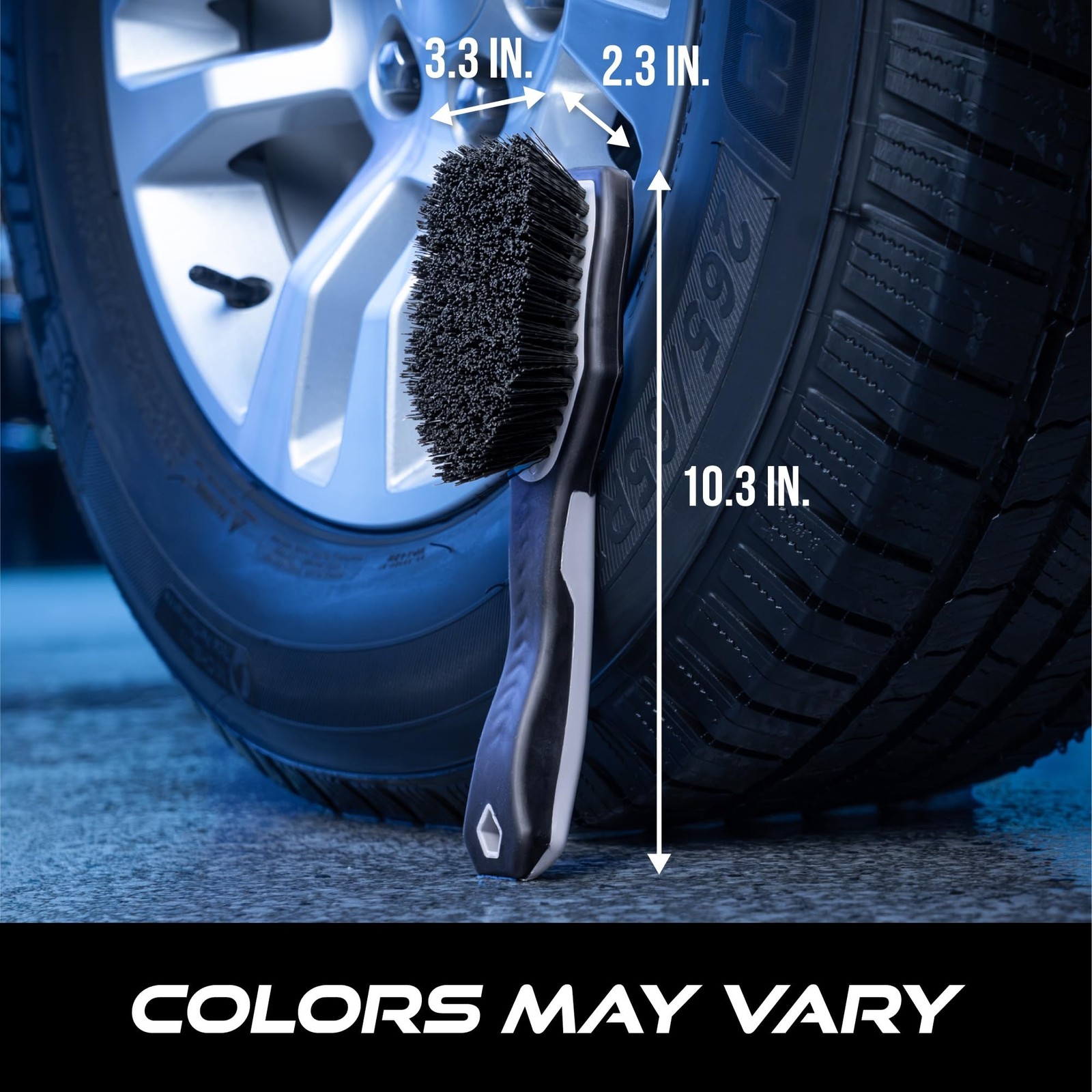 Tire Brush and Wheel Brush for Cleaning Car, Tires, Car Wash, Grey, 10.3 x 3….