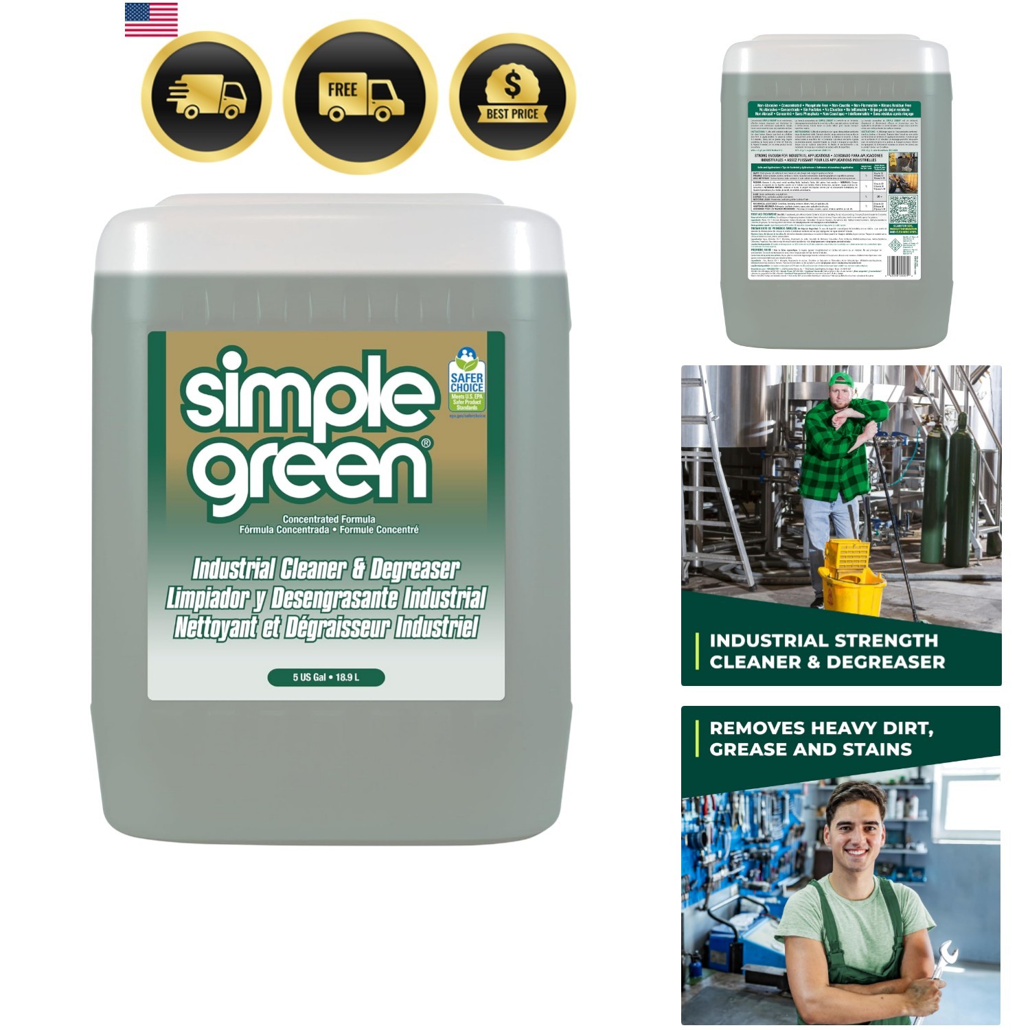 , Industrial Cleaner/Degreaser, 1 / Each, White, 5 Gallons Pack of 1