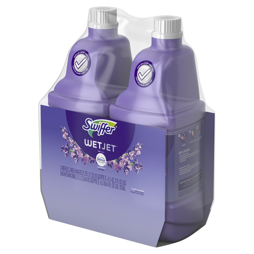 2pk Swiffer WetJet Spray Mop Multi-Purpose and Hardwood Liquid Floor 1.25 Liter