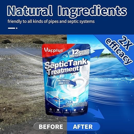 Septic Tank Treatment 12 Pcs for 1 Year Supply Dissolvable Packs Easy Operation