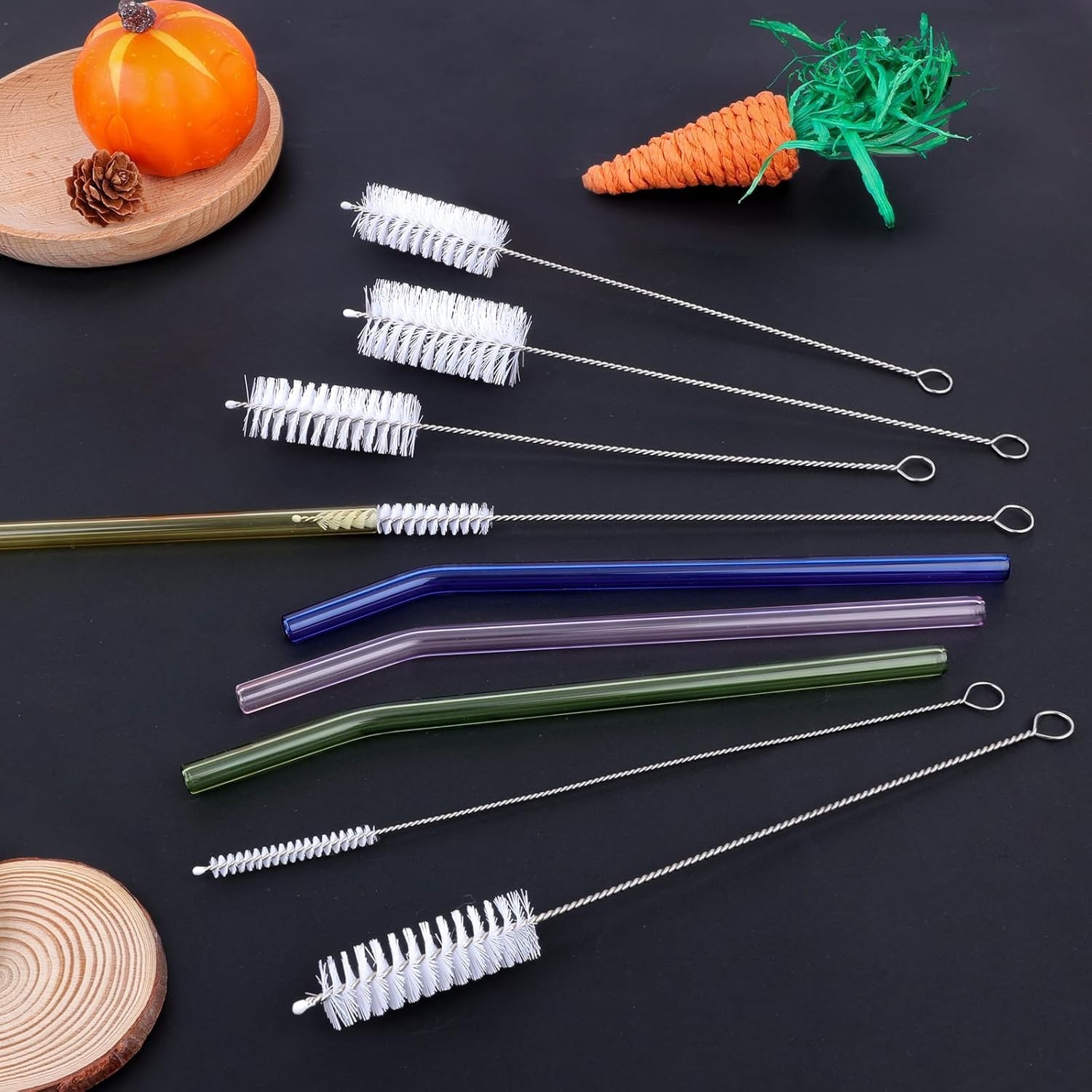 Juego de 15 cepillos reutilizables para limpiar pajitas, 30 cm extra largos