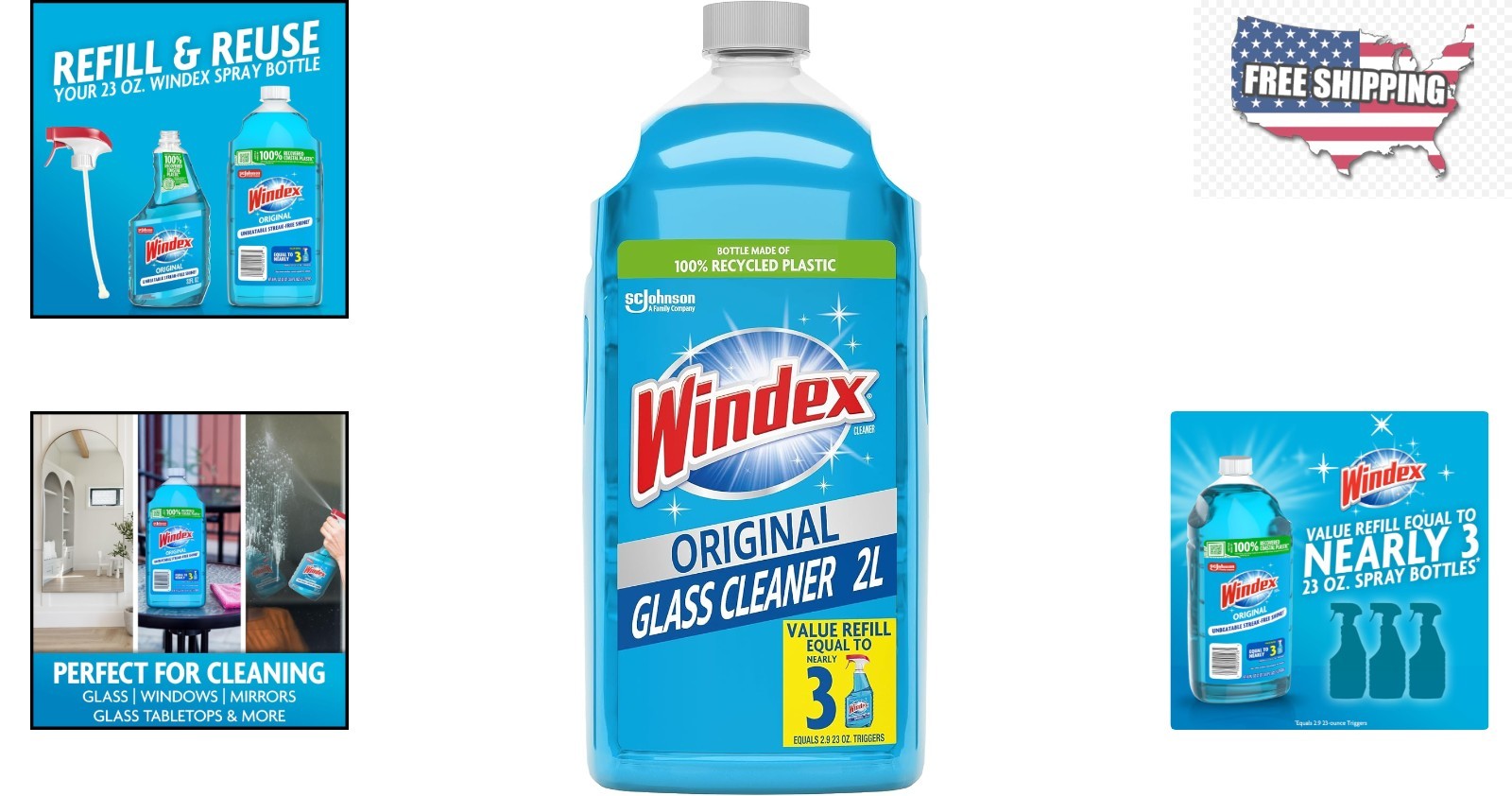 67.6 Oz Glass Cleaner – Eco-Friendly Refill for Sparkling Surfaces